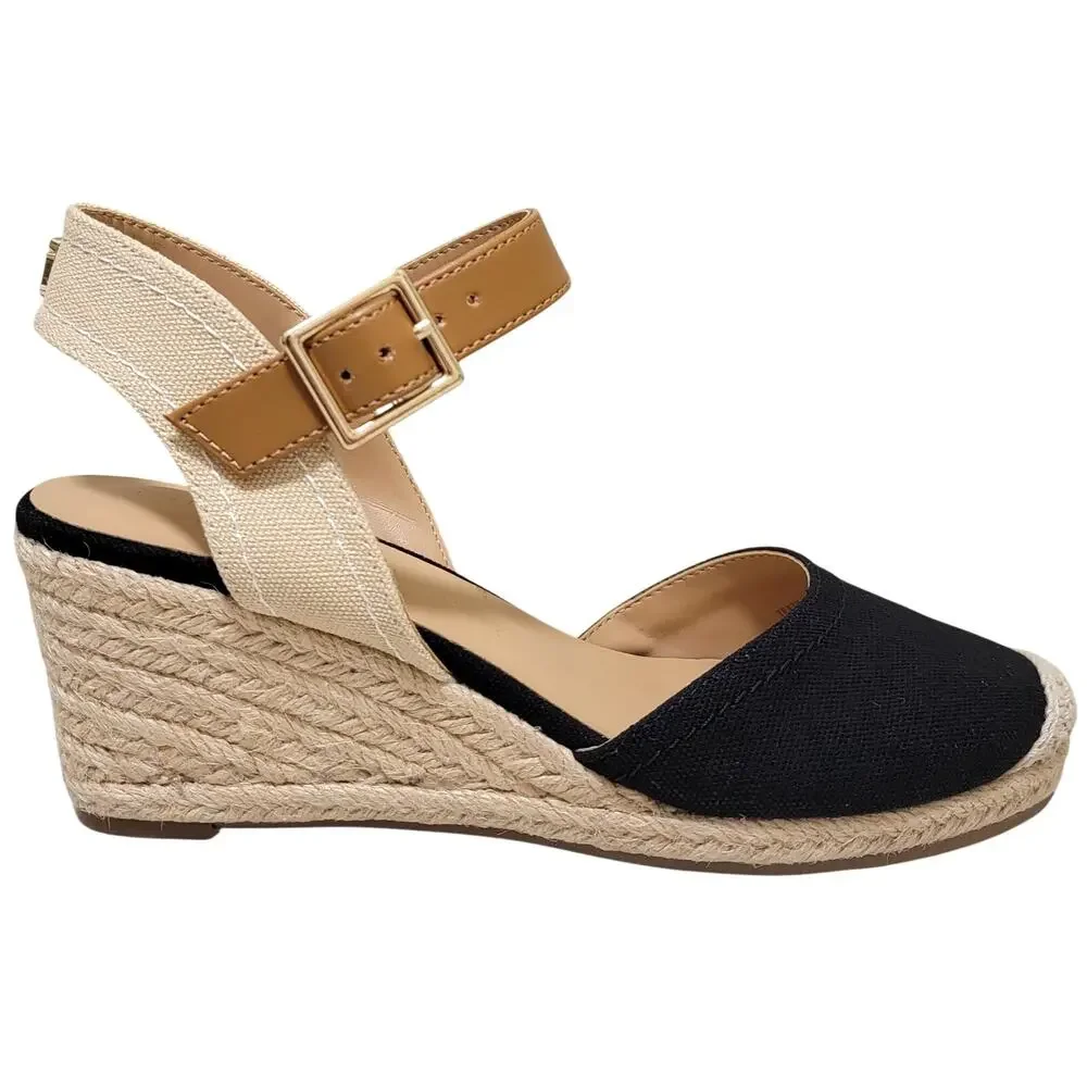 Tommy Hilfiger Women Nilsa Ankle Strap Espadrille Wedge Heels Size US 5M Black